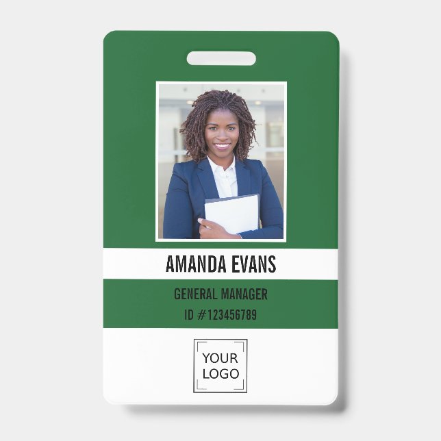 Badge Logo de l'employé de la photo vert foncé ou sécuri (Avant)