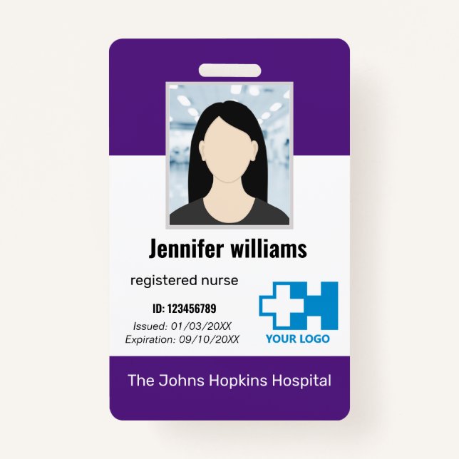 Badge Logo de l'employé de l'hôpital personnalisé, photo (Devant)
