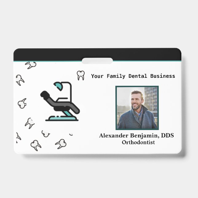 Badge Logo de l'employé - Dentiste Code de la barre Nom  (Avant)