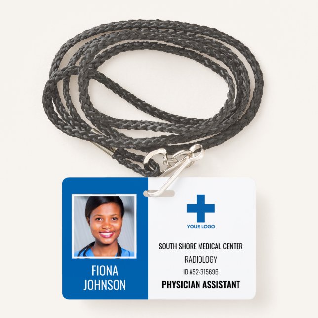 Badge Logo de l'employé Médicale personnalisé - ID photo (Devant avec lanière)