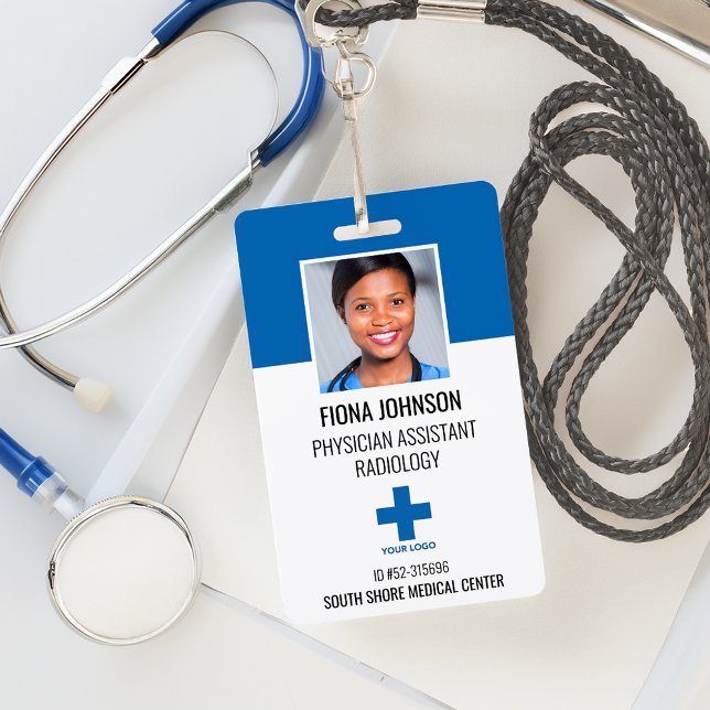 Badge Logo de l'employé Médicale personnalisé - ID photo (Personalized Medical Employee Logo Photo ID Badge)