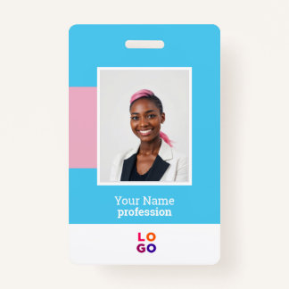 Badge Logo de l'employé moderne, photo, code Qr, insigne