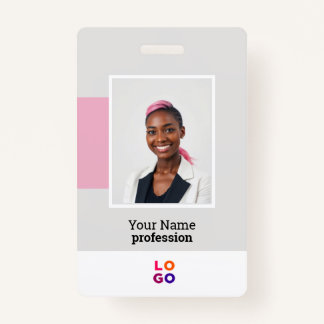 Badge Logo de l'employé moderne, photo, code Qr, nom