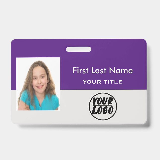 Badge Logo de l'employé personnalisé, photo et nom du co (Avant)