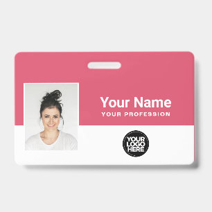 Badge Logo de l'employé rose personnalisée - Fille - Nom