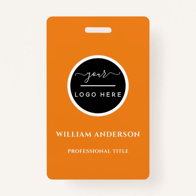 Badge Logo de l'entreprise avec prénom et nom Code barre (Devant)