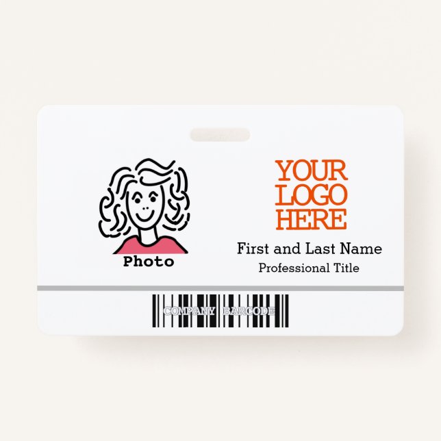 Badge Logo de l'entreprise Code à barres Photo de l'empl (Devant)