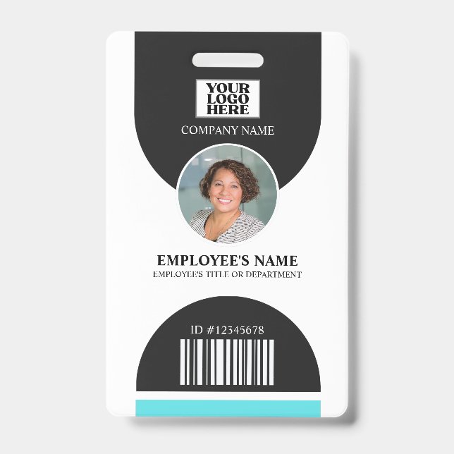 Badge Logo de l'entreprise Code à barres Photo de l'empl (Avant)