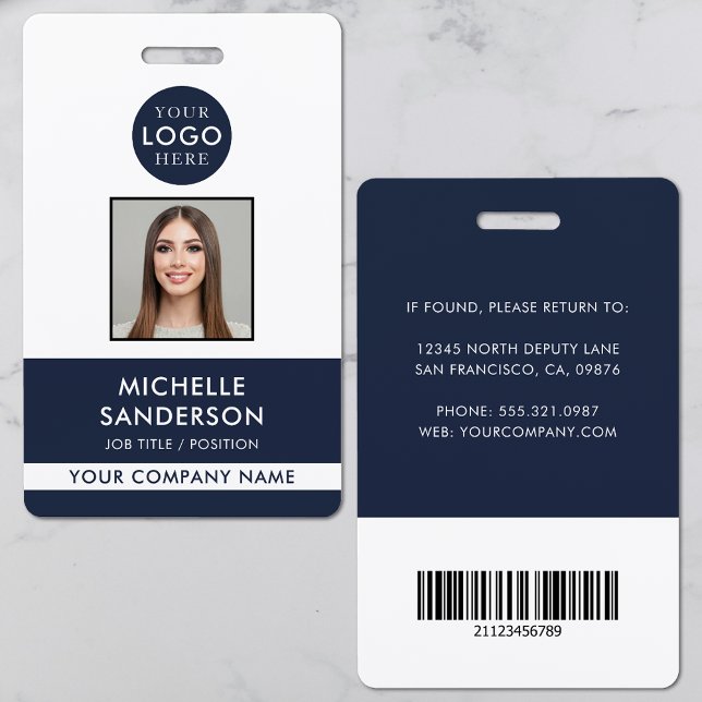 Badge Logo de l'entreprise Code-barres du personnel Cart (Company Logo Staff Barcode Employee Photo ID Badge)