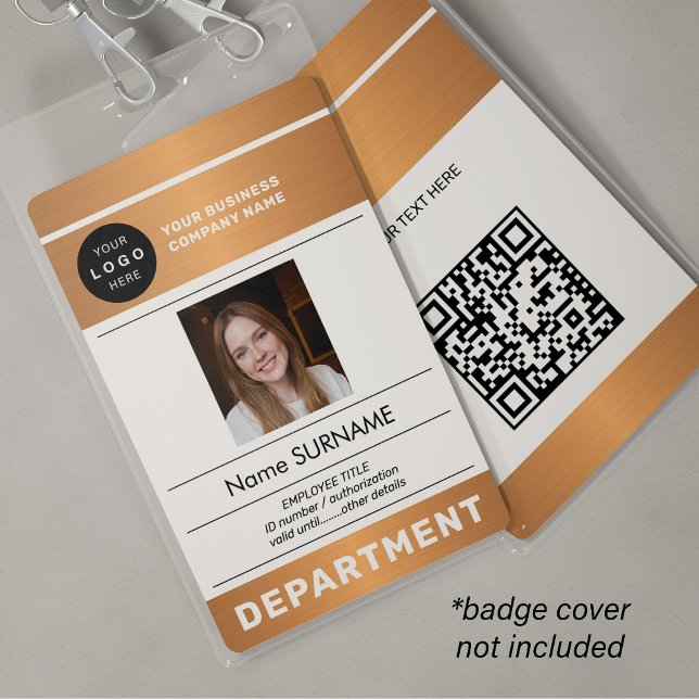 Badge logo de l'entreprise code QR photo d'employé carte (Créateur téléchargé)