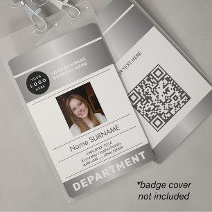 Badge logo de l'entreprise code QR photo d'employé carte