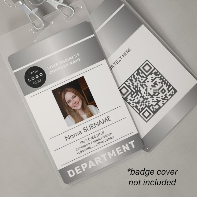Badge logo de l'entreprise code QR photo d'employé carte (Créateur téléchargé)