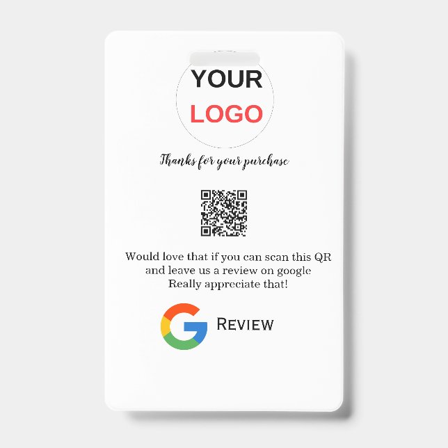 Badge logo de l'entreprise de l'avis Google Scan QR avis (Avant)