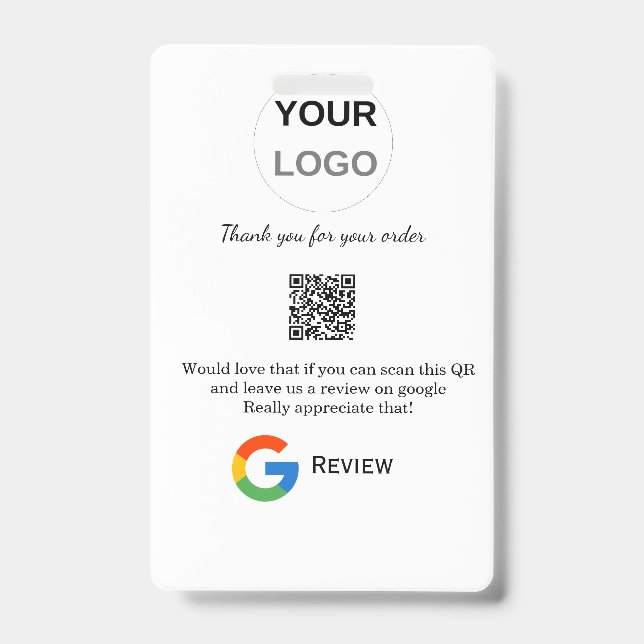 Badge logo de l'entreprise de revue Google Scan QR revie (Avant)