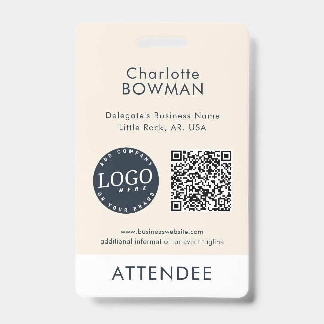Badge Logo de l'entreprise et code QR pour les participa (Avant)