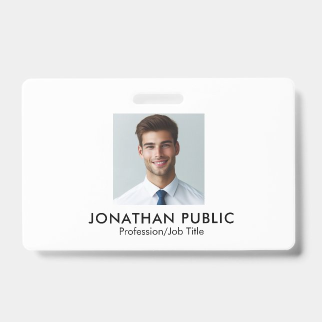 Badge Logo de l'entreprise ici Modèle de photo d'employé (Avant)