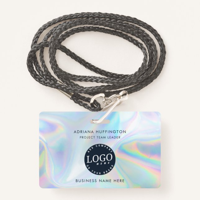 Badge Logo de l'entreprise - ID employé holographique pe (Devant avec lanière)