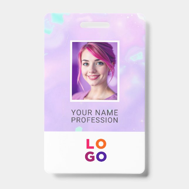 Badge Logo de l'entreprise Lumina Opal, Photo, Code QR,  (Avant)
