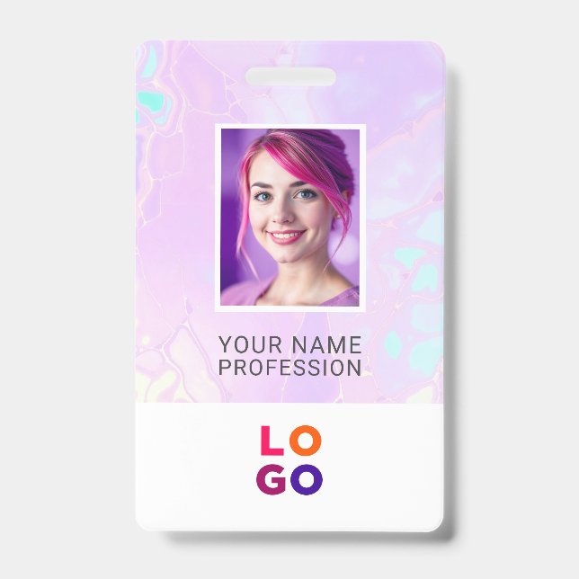 Badge Logo de l'entreprise Lumina Opal, Photo, Code Qr,  (Avant)
