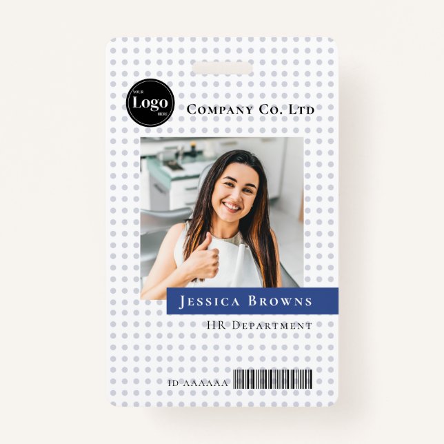 Badge Logo de l'entreprise moderne Deep Blue Employé Pho (Devant)