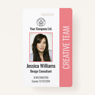 Badge Logo de l'entreprise moderne Photo rose ID employé
