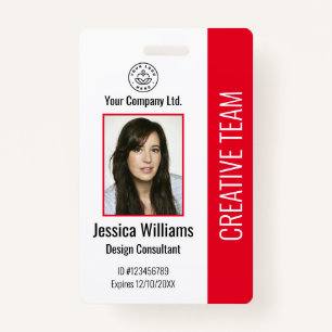 Badge Logo de l'entreprise moderne Photo Rouge ID employ