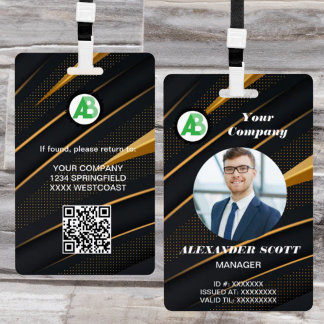 Badge Logo de l'entreprise  Personnel employé  code QR
