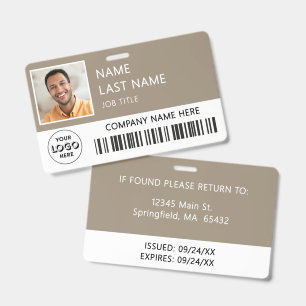 Badge Logo de l'entreprise Photo de l'employé Carte d'id