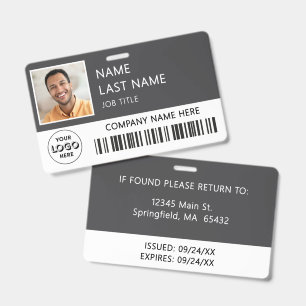 Badge Logo de l'entreprise Photo d'employé Gris ID