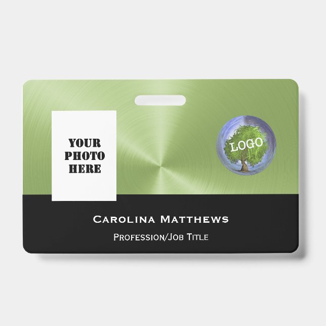 Badge Logo de l'entreprise photo vert noir (Avant)