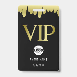 Badge Logo de l'entreprise VIP Or Noir Moderne