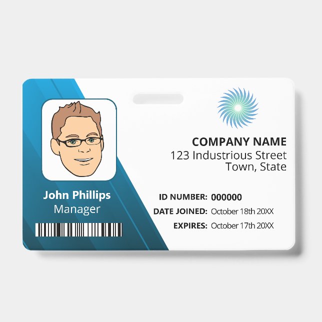 Badge Logo de l'ID du gestionnaire blanc et bleu (Avant)
