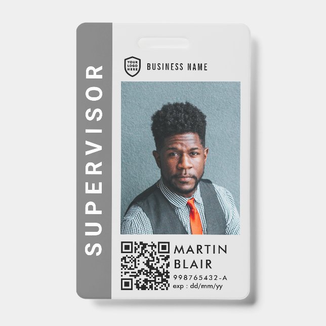 Badge Logo de l'ID entreprise | Personnel photo moderne (Front)