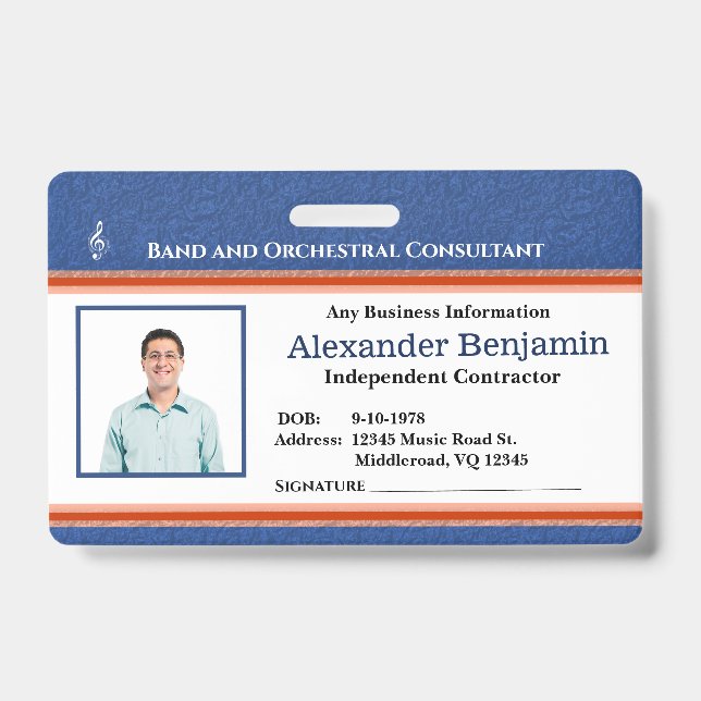 Badge Logo de l'ID photo de l'employé Conducteur de musi (Avant)