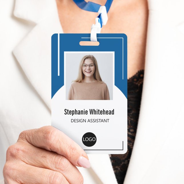 Badge Logo de l'ID photo de l'employé personnalisé Bleu  (Your photo ID employee badge is not just an identification tool, but a powerful communication medium)