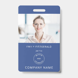 Badge Logo de l'ID photo minimaliste de l'employé Bleu