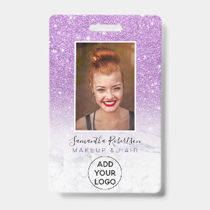 Badge Logo de marbre pailleté ombré violet pour photo d'