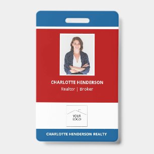 Badge Logo de photo d'agent immobilier Rouge Blanc et Bl