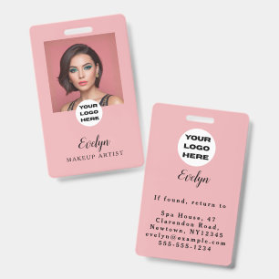 Badge Logo de photo de maquillage en écriture rose blush