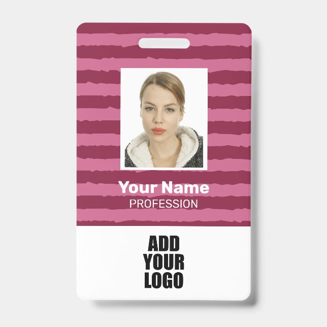 Badge Logo de photo d'employé personnalisé et bandes de  (Avant)