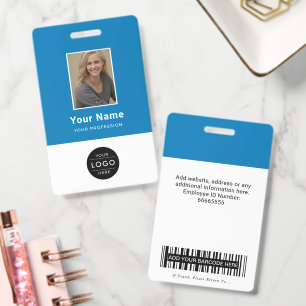 Badge Logo de photo d'entreprise bleu ciel moderne blanc