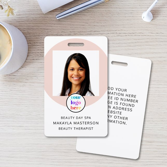Badge Logo de photo rose carte d'identité employé (Créateur téléchargé)