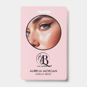 Badge Logo de photographe maquilleuse écriture rose blus