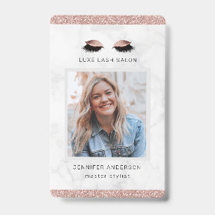 Badge Logo de salon de paillettes en or rose Photo ID de