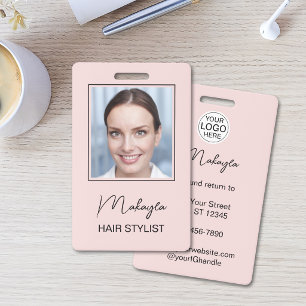Badge Logo de script rose Blush Photo Coiffeur