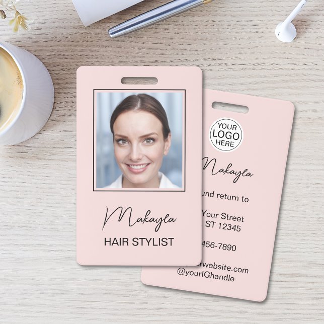 Badge Logo de script rose Blush Photo Coiffeur (Créateur téléchargé)