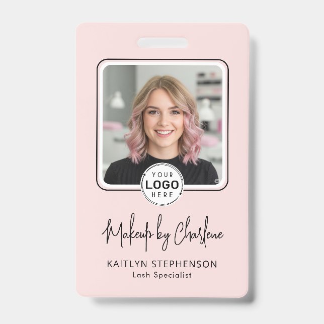Badge Logo de script rose blush photo maquillage (Avant)