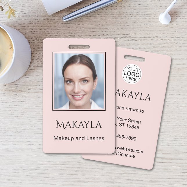 Badge Logo de script rose Blush Photo Maquillage Et Cils (Créateur téléchargé)
