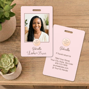 Badge Logo de script rose poudré Photo Cils et Sourcils