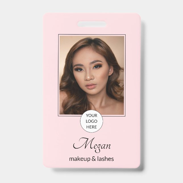 Badge Logo de script rose poudré Photo Maquillage et Cil (Avant)